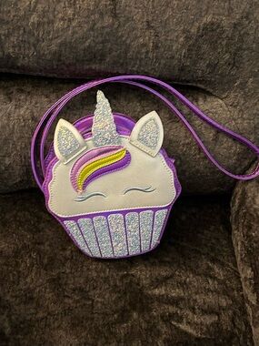 Unbranded Kids Purple Unicorn Cupcake Crossbody Bag